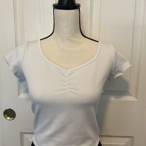 Hollister White Ribbed Top